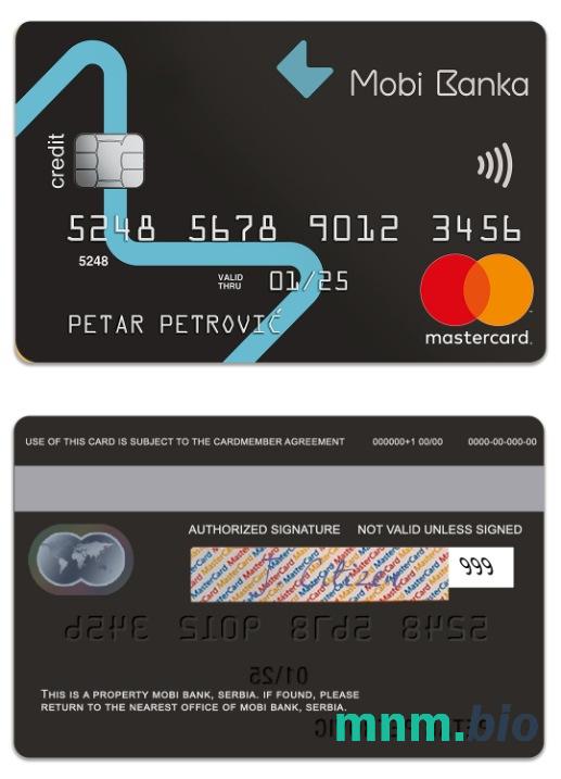Serbia Mobi Bank przykład karty mastercard w formacie PSD